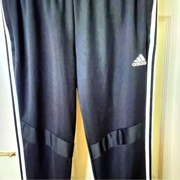 Adidas men’s Black Joggers with White Stripes and zippered ankles size XL - Picture 2 of 11